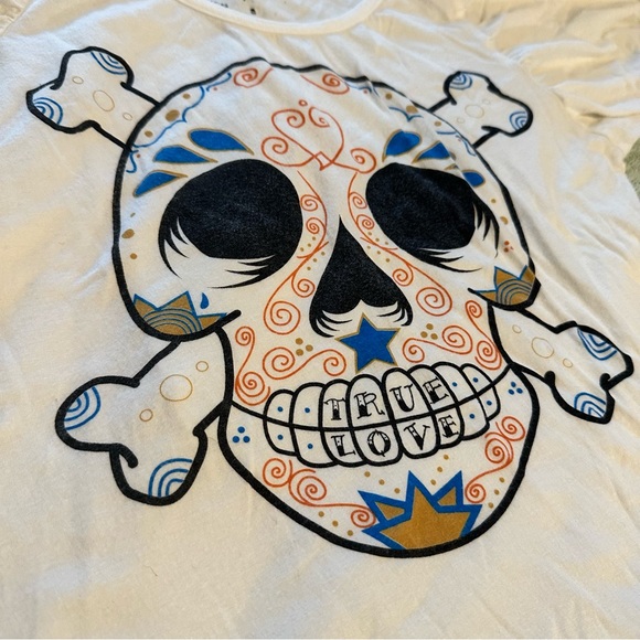 Vintage Y2K girly tee skull True Love grill Drifter Medium 1990 90s tattoo style - Picture 7 of 15